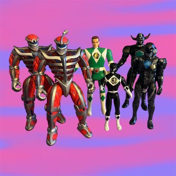 Vintage 1990s Mighty Morphin Power Rangers 6 Figure Bundle Green Black Lord Zedd - Picture 1 of 6
